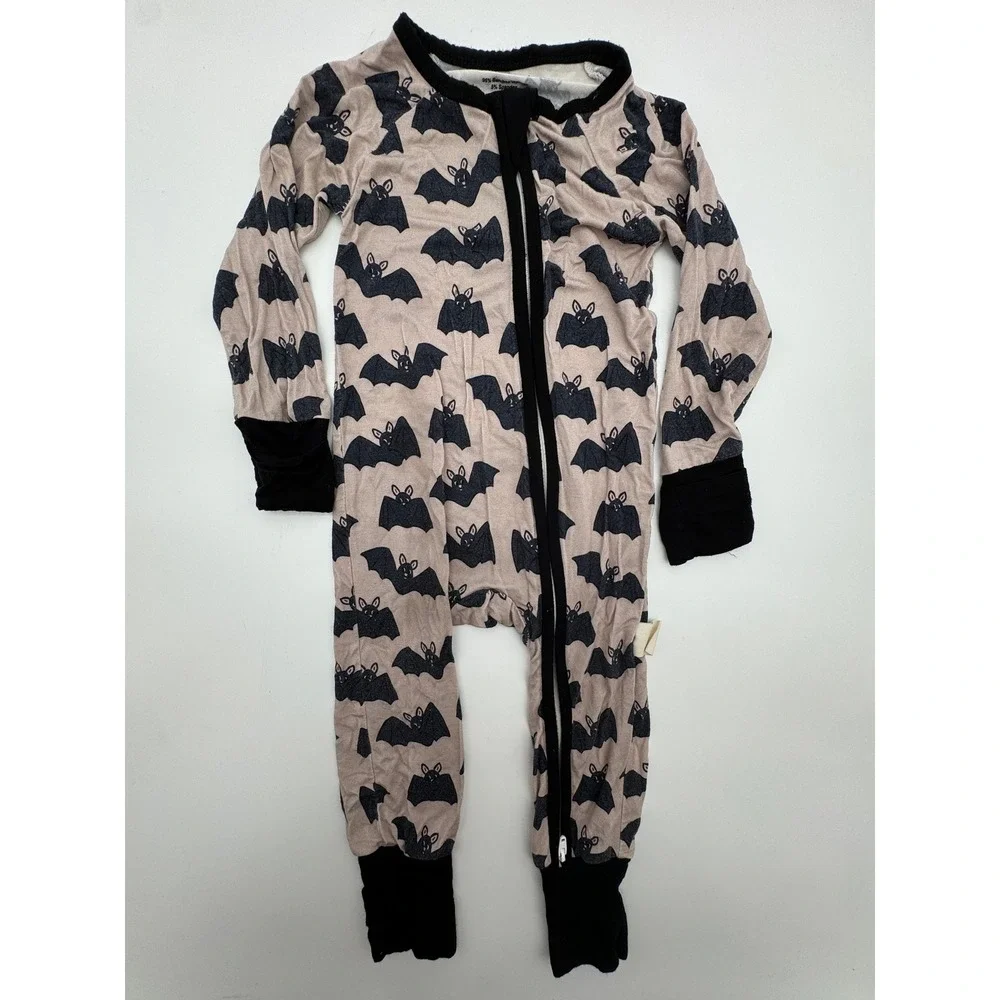 Sweet Southern Oak Bamboo Bat Print Zip Pajama Sleeper Romper 12-18M
